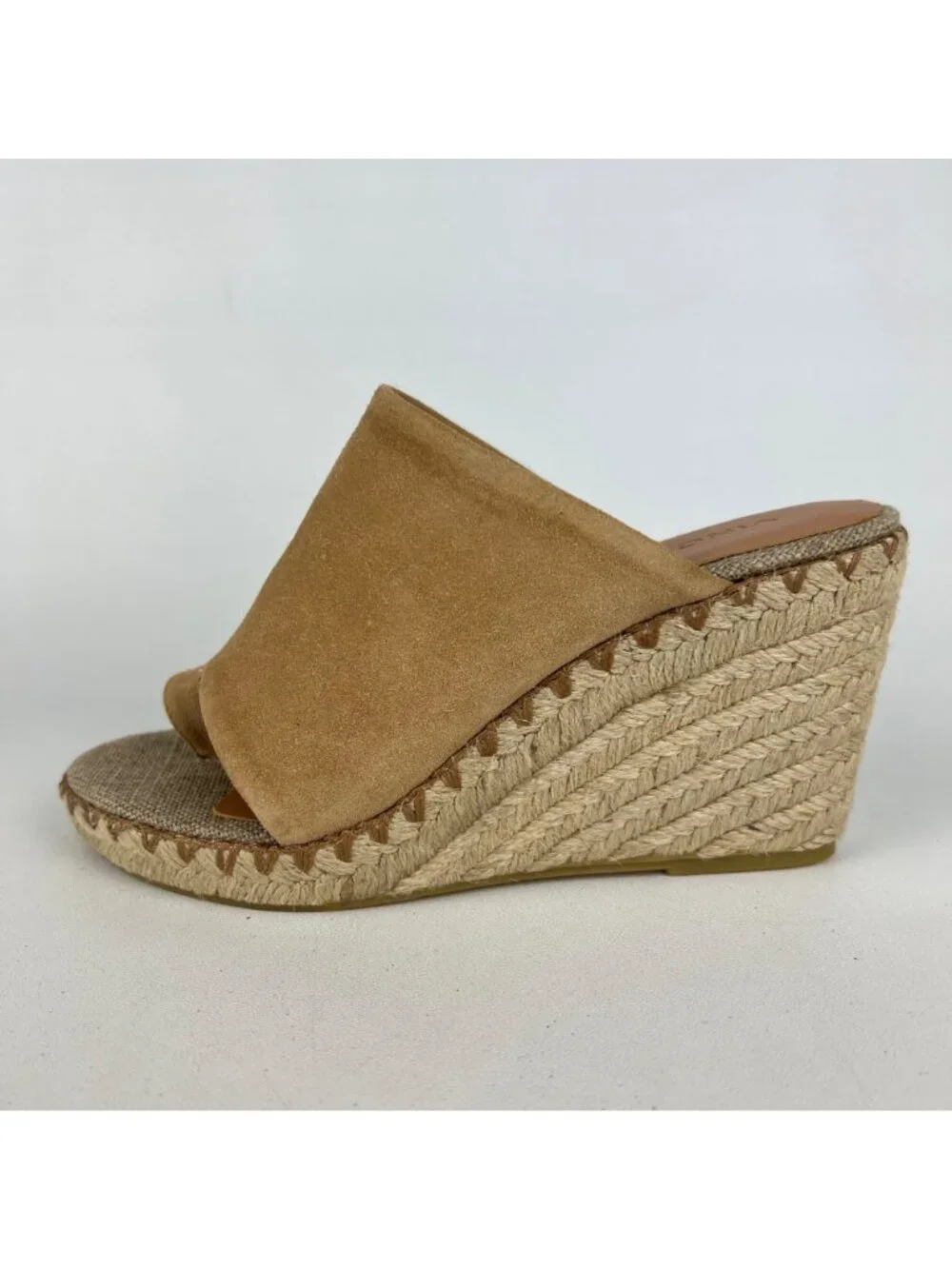 Vince Womens Sutherland Jute Wedge Sandals Brown Tan Suede Leather size 6M